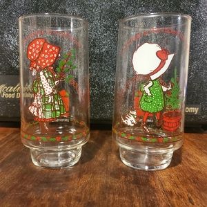 Vintage coca cola pair of Holly Hobby glasses